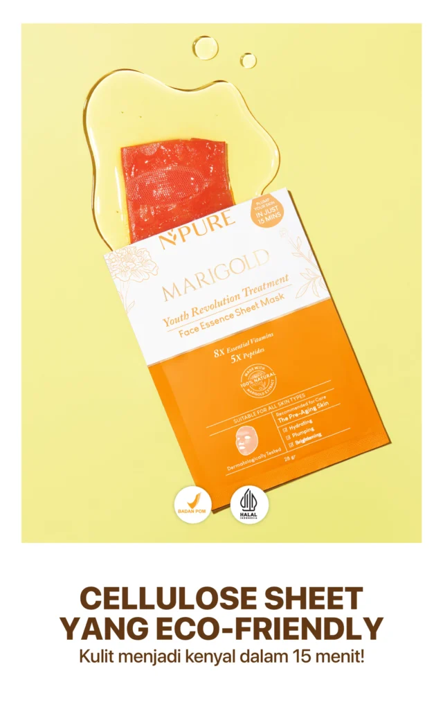 NPURE Marigold Sheet Mask Untuk Awet Muda Glowing Dan Hydrating 1 1 Scaled